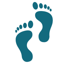 two cartoon footprints side by side